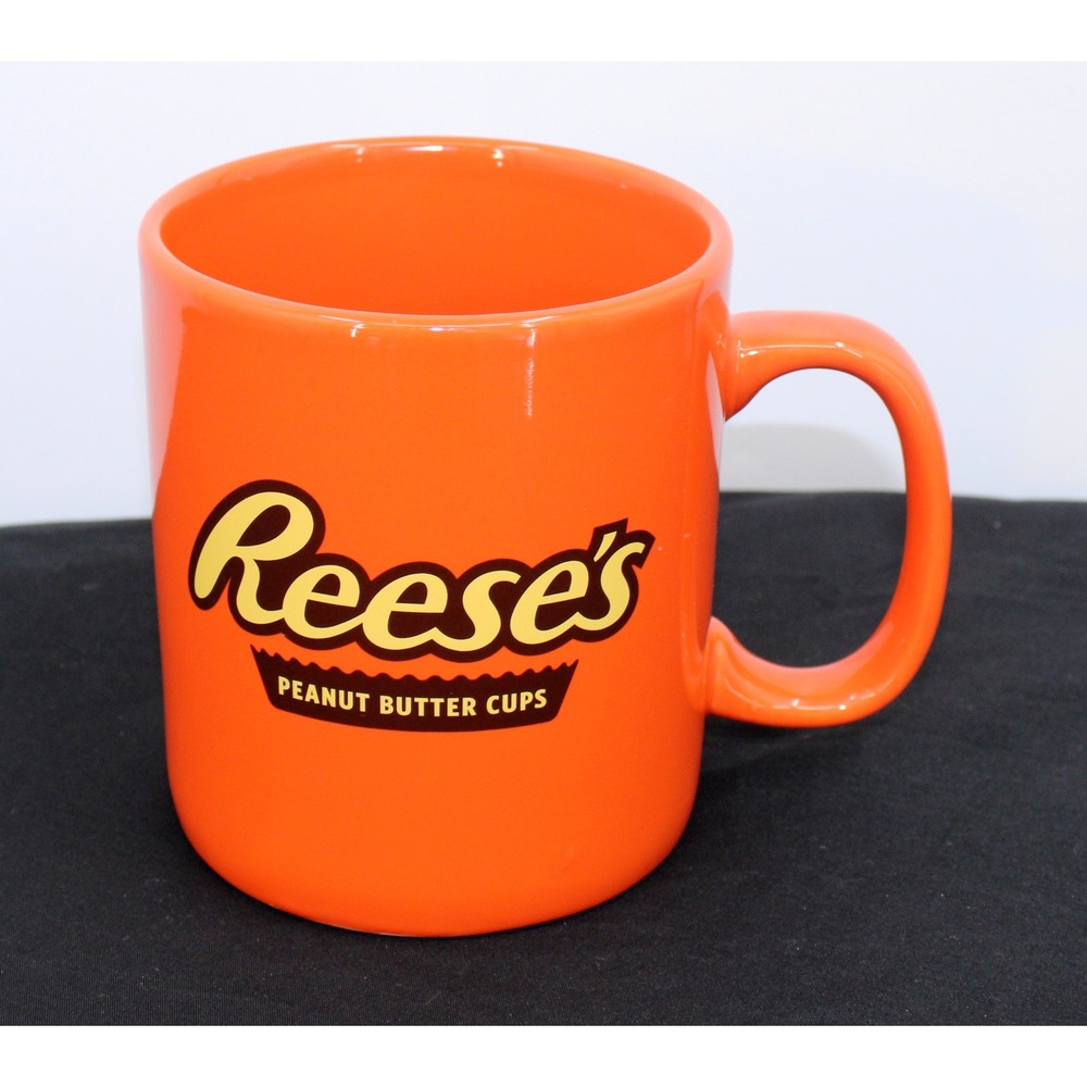 Reese's Peanut Butter Cups Orange Ceramic Coffee Mug Galerie Hershey's Logo 32oz